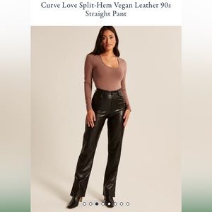 Curve Love split hem vegan leather 90s straight pants